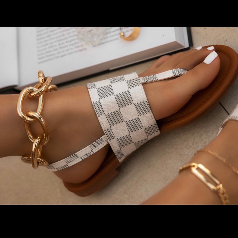 Checkered Thong Sandals